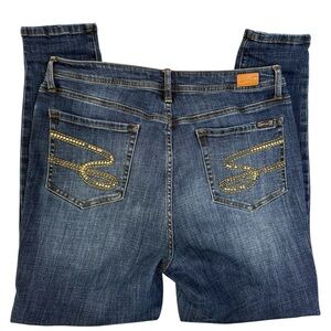 Seven7 The SunRise Mid Rise Skinny Jeans Blue Denim Size 14 Stretch Preowned